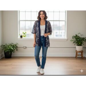 Natations Chic Navy Patterned Top size s